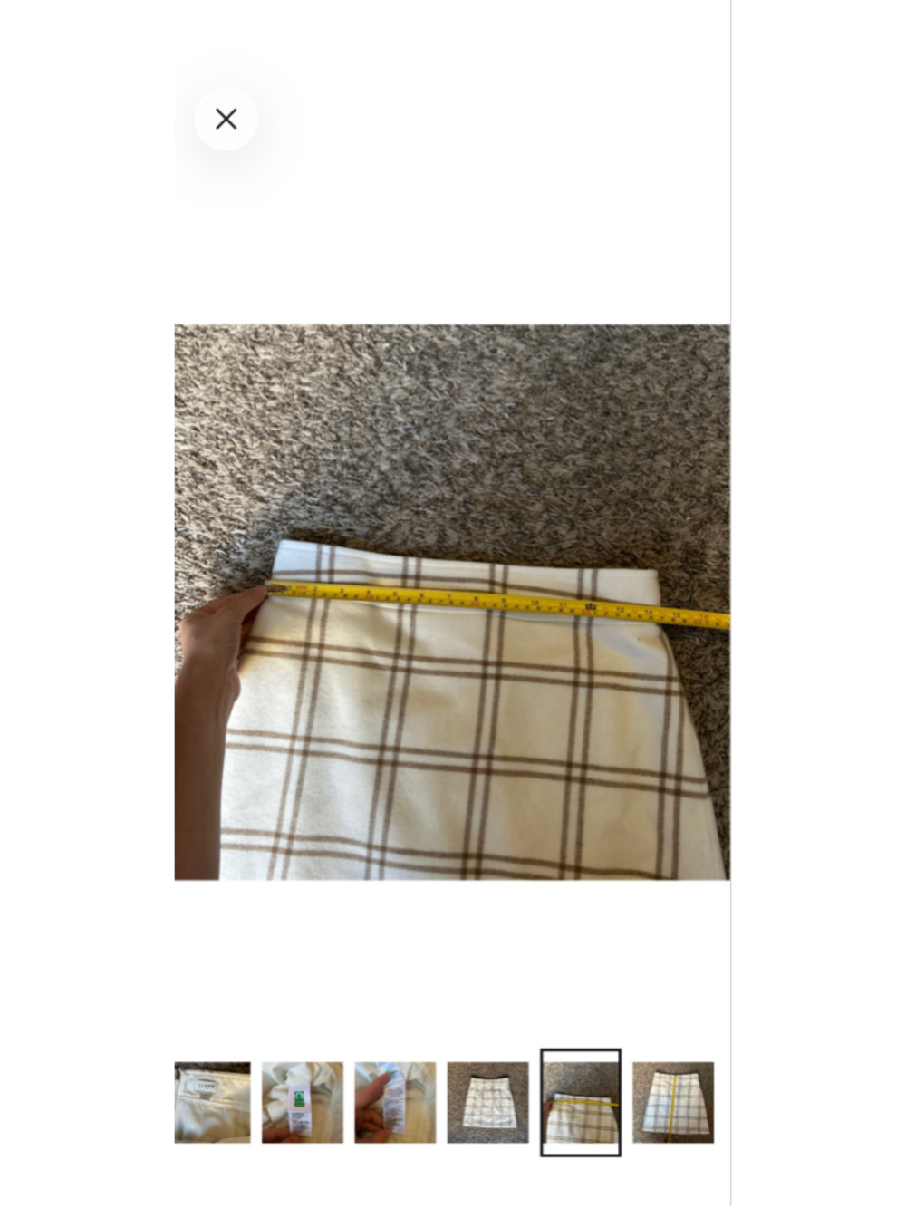 Women's J.Crew Wool Blend Plaid Mini Skirt, Size 4, White and Beige Preppy - Picture 6 of 7